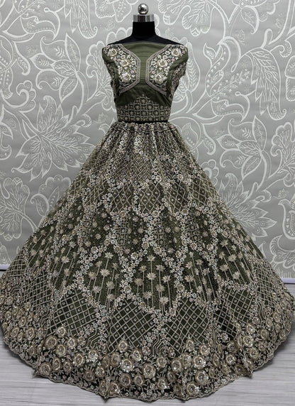 Net Engagement, Mehandi & Sangeet, Reception A - Line Lehenga L3608