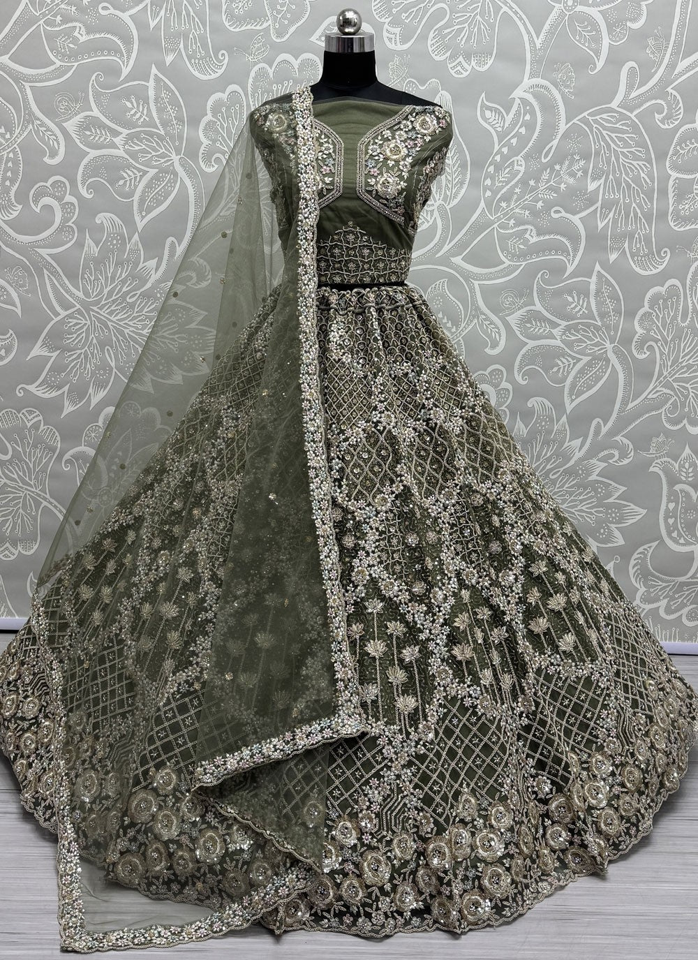 Net Engagement, Mehandi & Sangeet, Reception A - Line Lehenga L3608