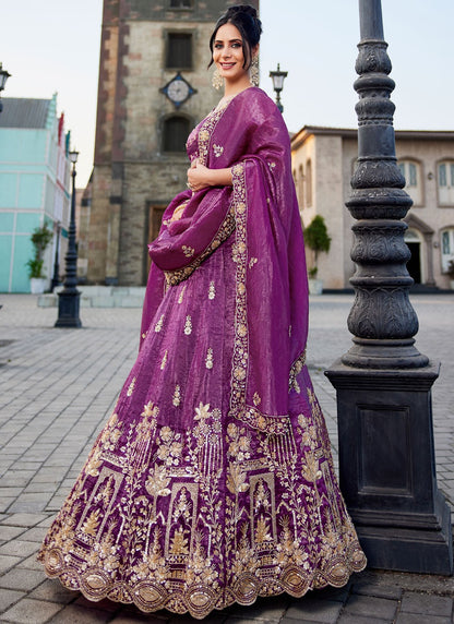 Tissue Engagement, Mehandi & Sangeet, Reception, Wedding A - Line Lehenga L3528