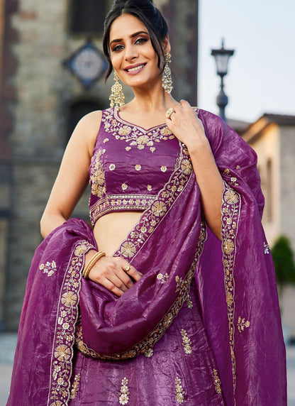 Tissue Engagement, Mehandi & Sangeet, Reception, Wedding A - Line Lehenga L3528