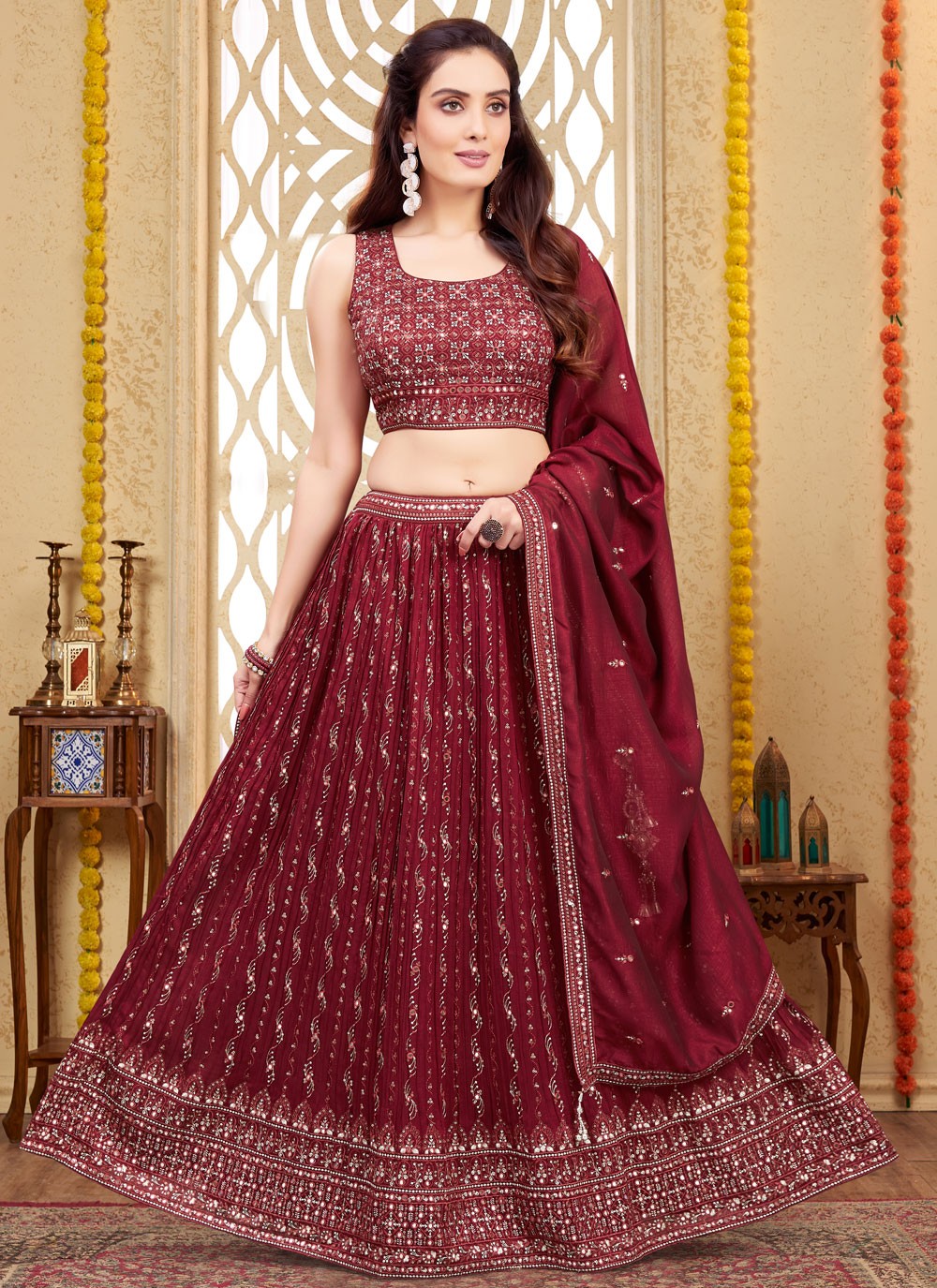 Embroidered Silk Readymade Lehenga Choli - L2660