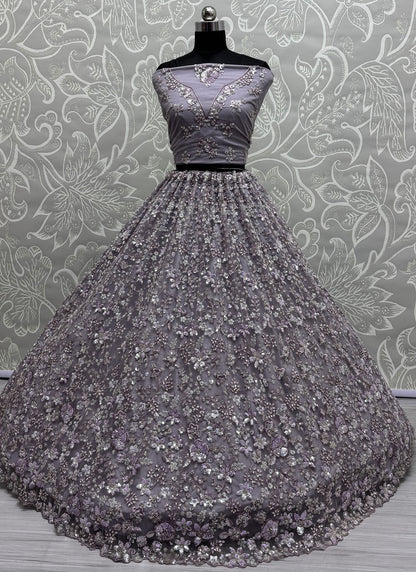 Net Engagement, Mehandi & Sangeet, Reception A - Line Lehenga L3617