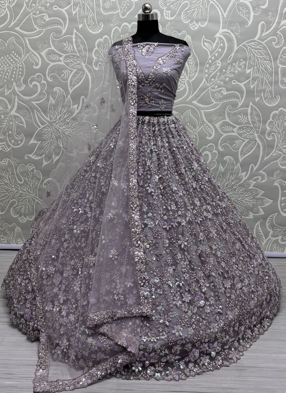 Net Engagement, Mehandi & Sangeet, Reception A - Line Lehenga L3617