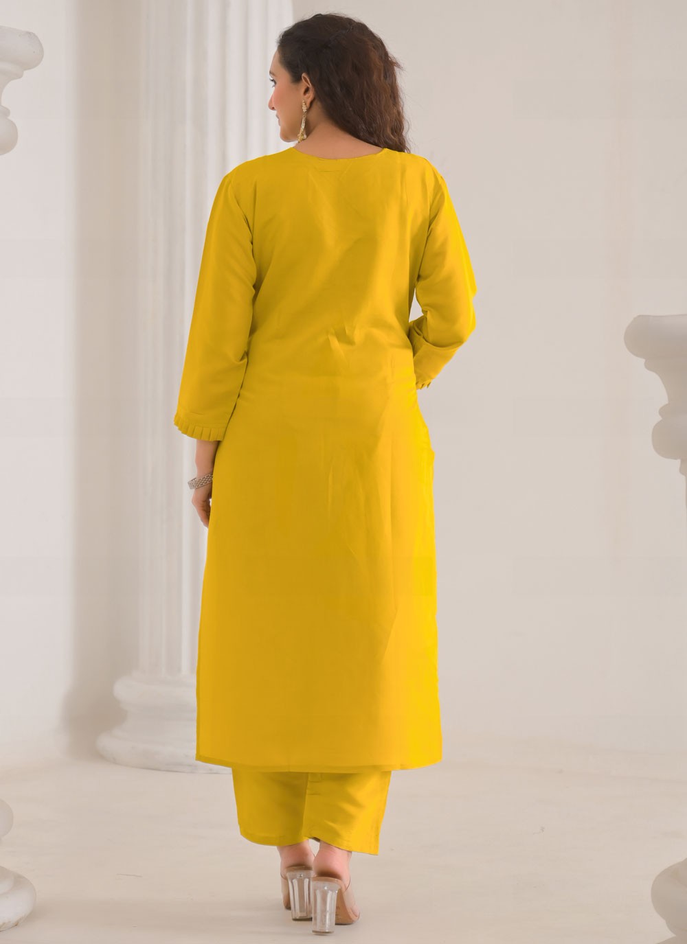 Embroidered Rayon Yellow Salwar Suit T6162