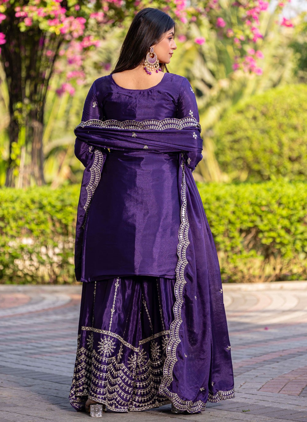 Palazzo Suit Sequins, Thread Purple T6917