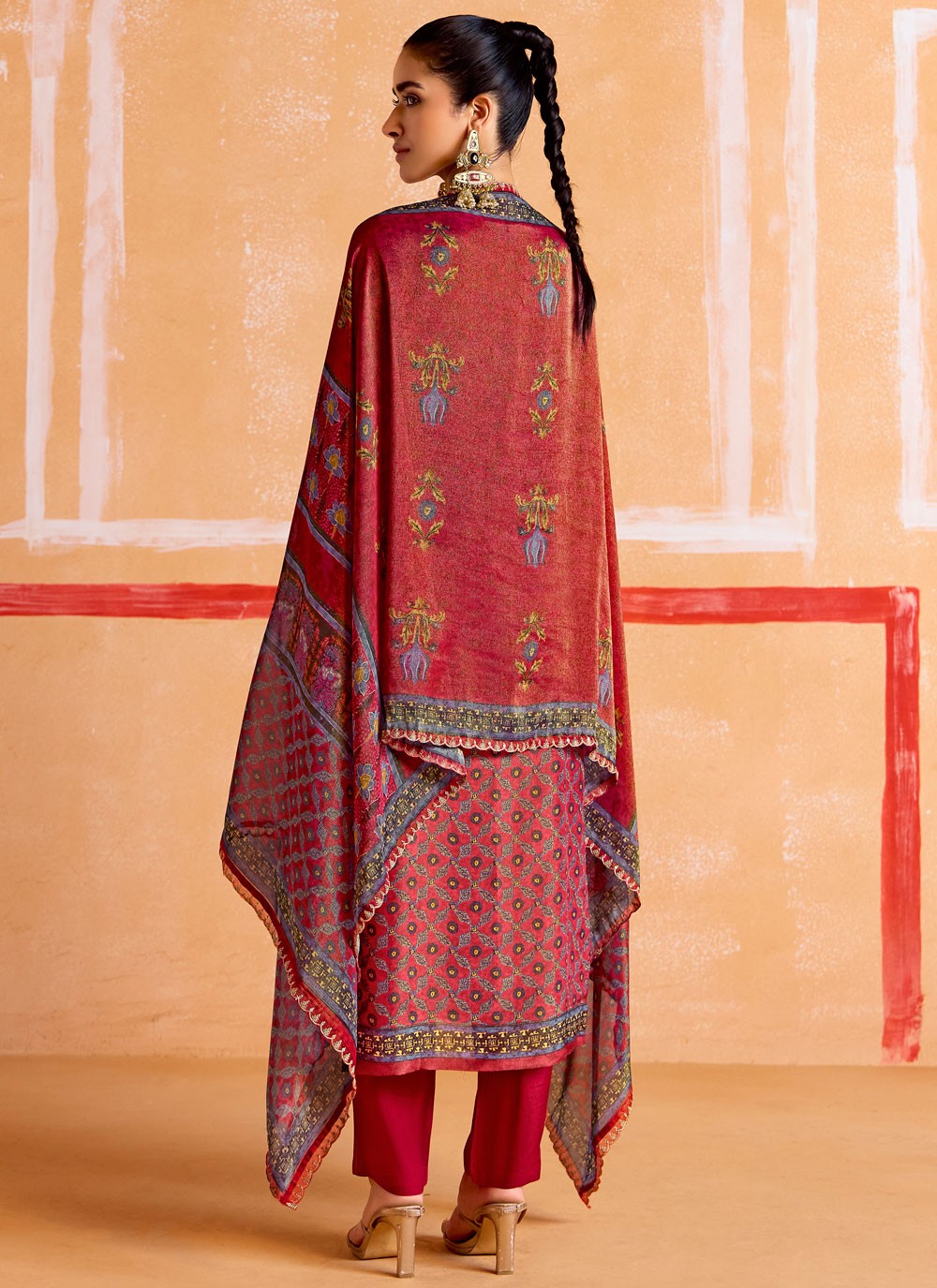 Salwar Suit Digital Print Hot Pink Muslin T5169