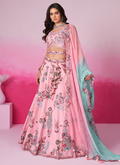 Embroidered Silk A - Line Lehenga - L2233