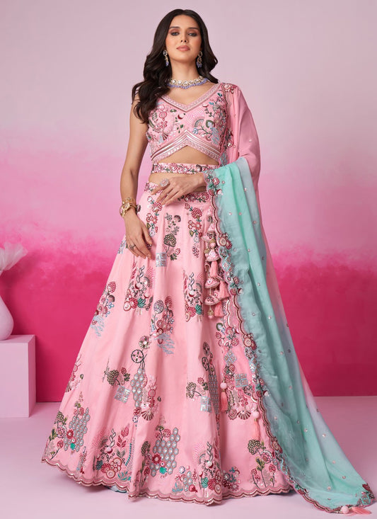 Embroidered Silk A - Line Lehenga - L2233