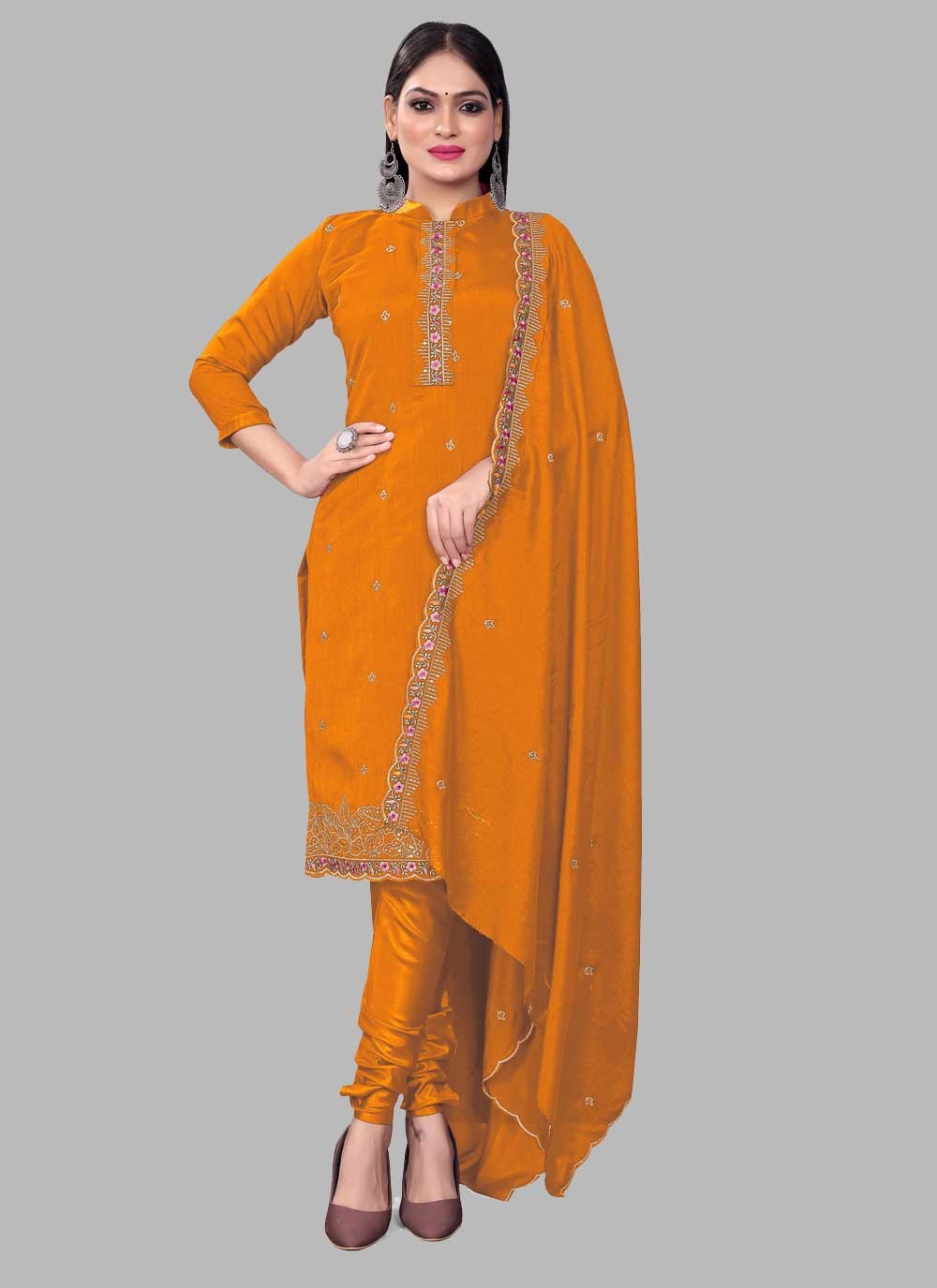 Silk Churidar Suit - T1285
