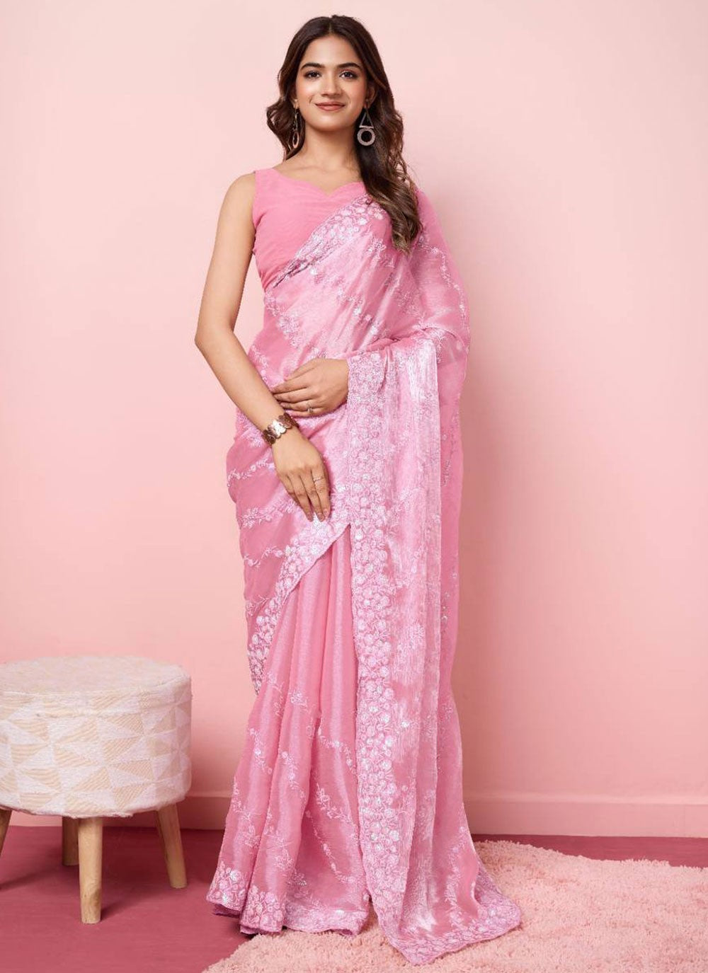 Classic Embroidered Silk Saree - S6482