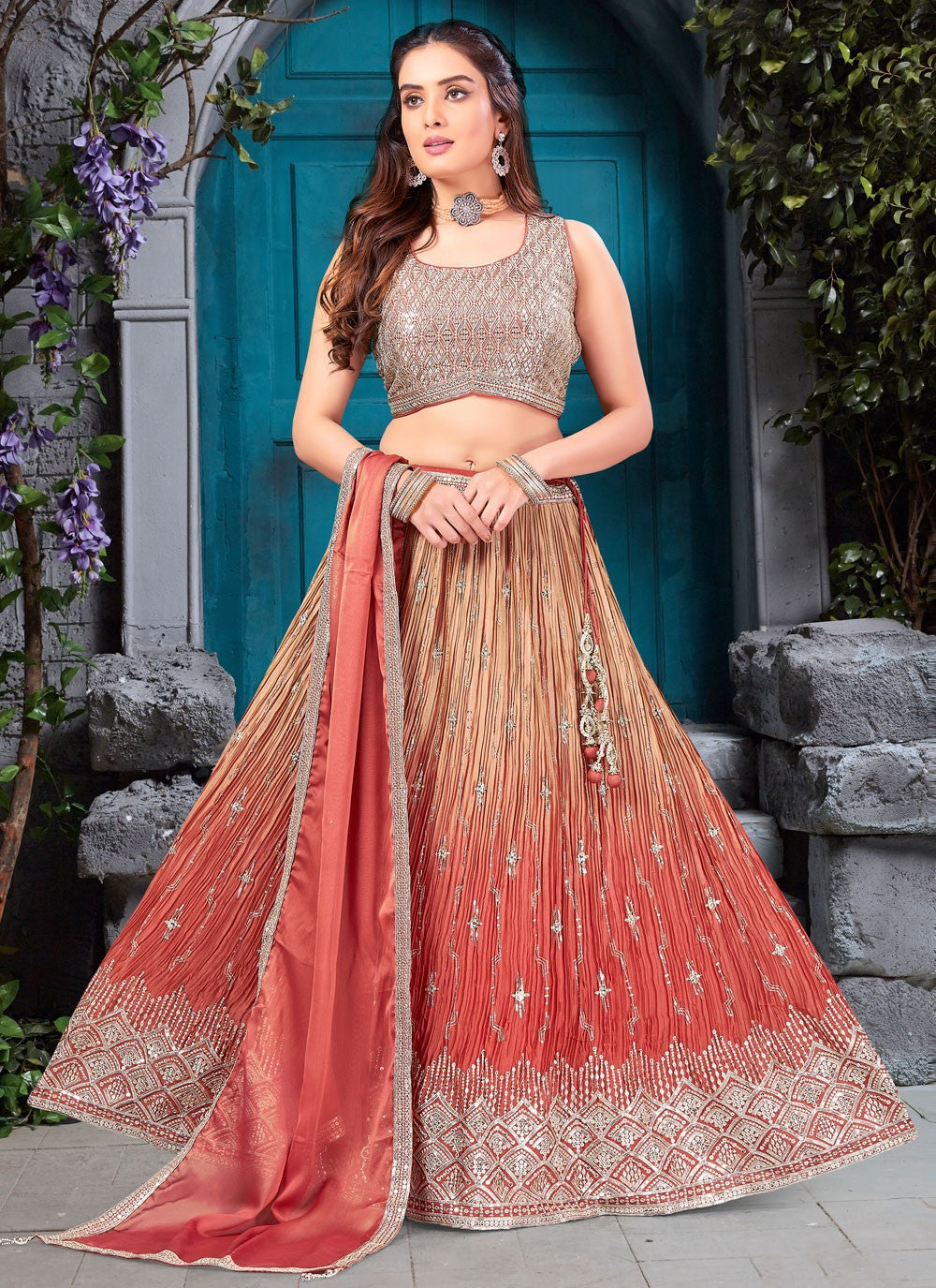Embroidered Silk Readymade Lehenga Choli - L2627