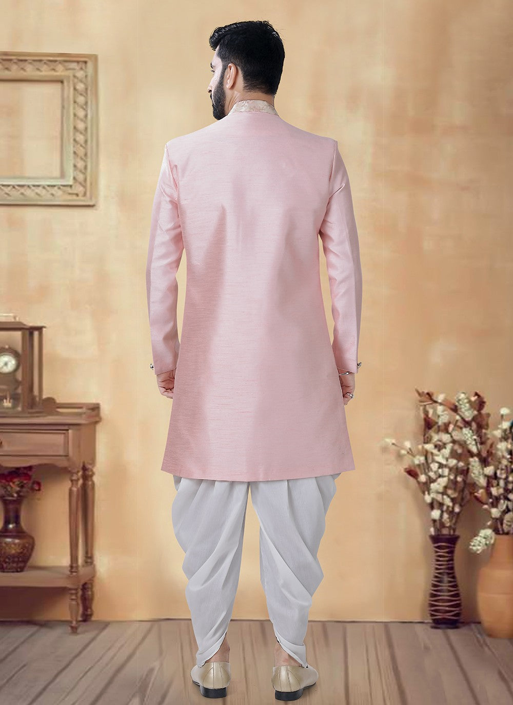 Embroidered Silk Pink Sherwani - M8529