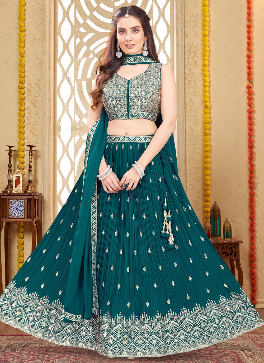 Embroidered Silk Readymade Lehenga Choli - L2627