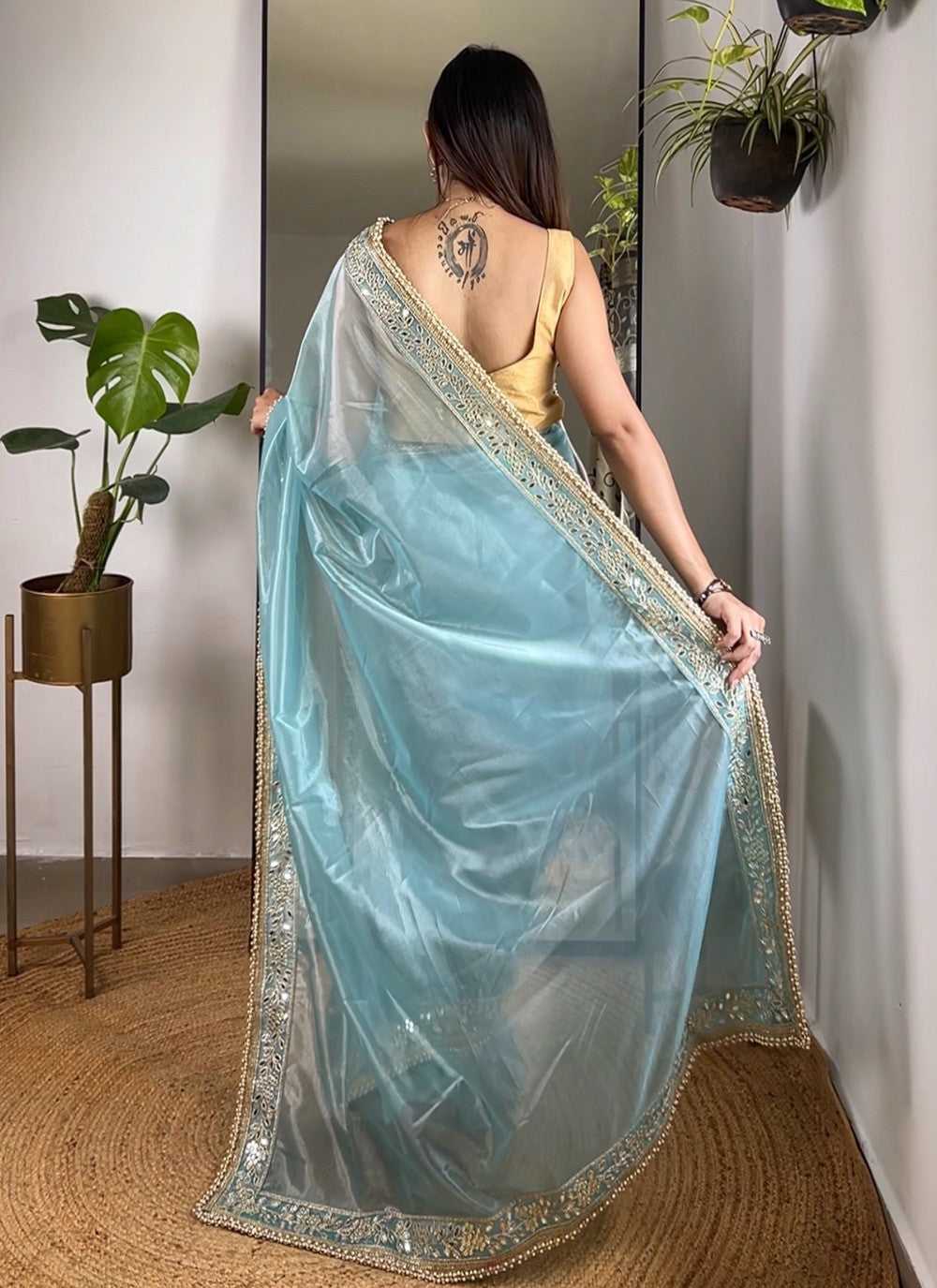 Embroidered, Sequins, Zari Silk Saree - S11490