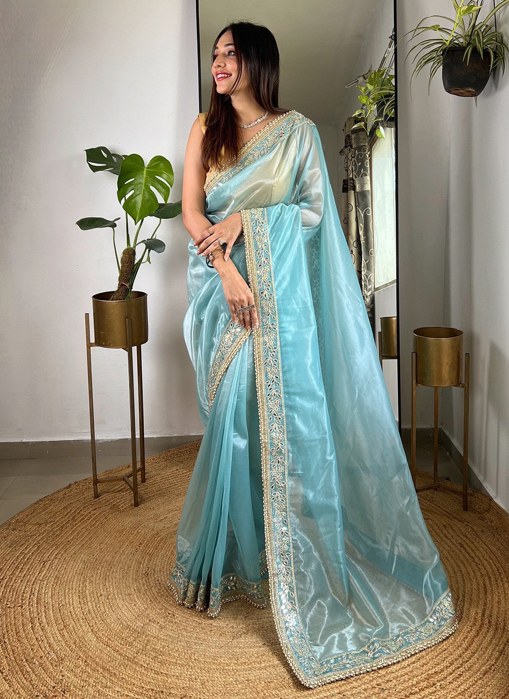 Embroidered, Sequins, Zari Silk Saree - S11490
