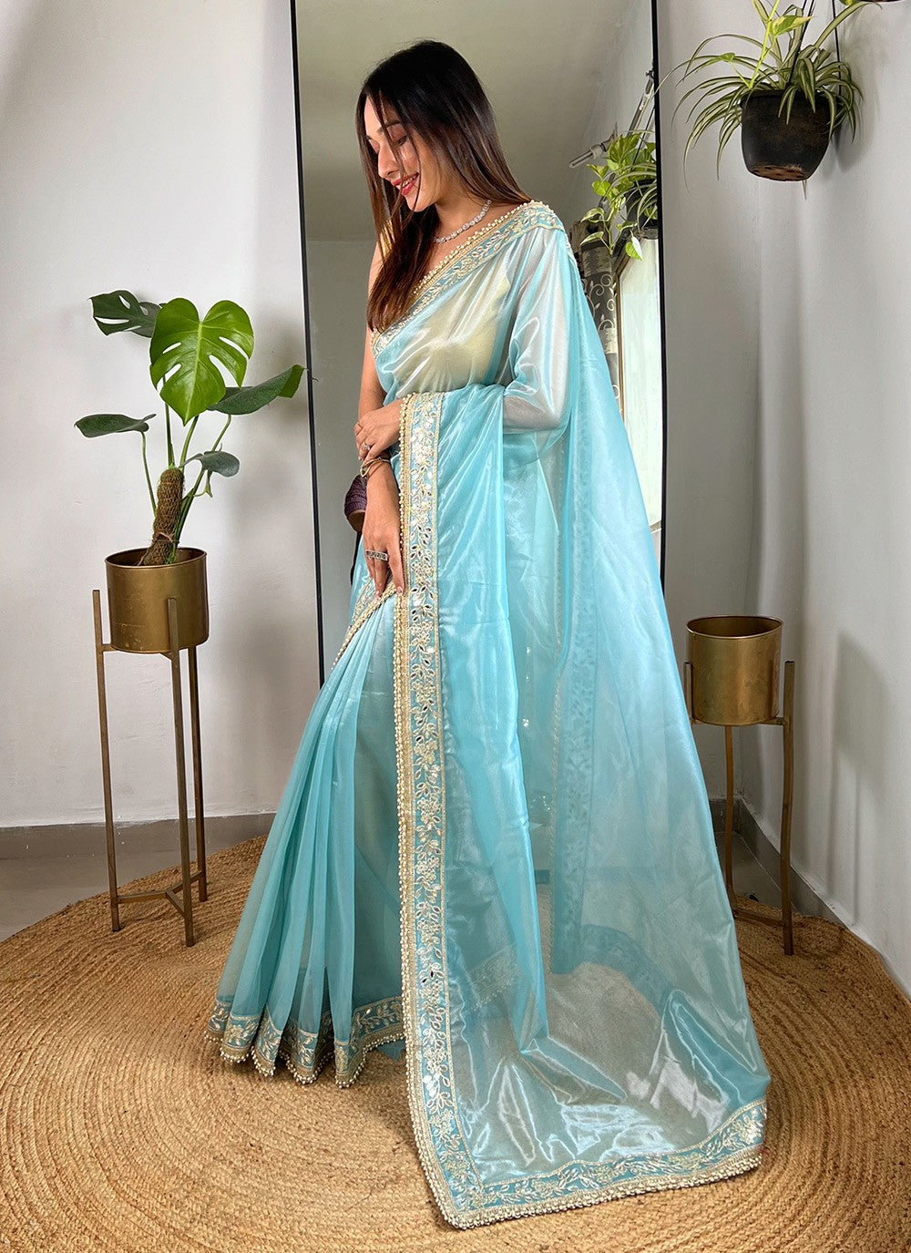 Embroidered, Sequins, Zari Silk Saree - S11490