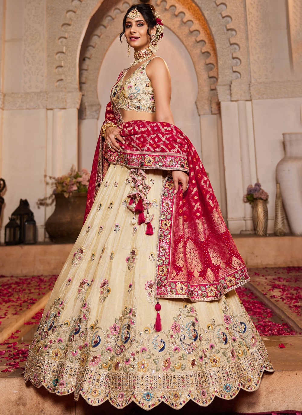 Tissue Engagement, Mehandi & Sangeet, Reception, Wedding A - Line Lehenga L3514