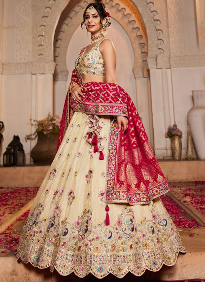 Tissue Engagement, Mehandi & Sangeet, Reception, Wedding A - Line Lehenga L3514