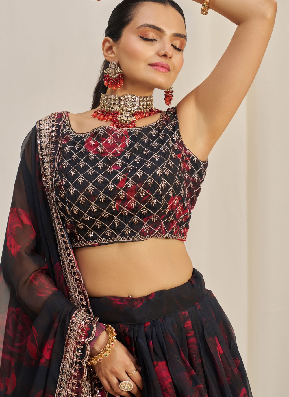 Dori Work Organza A - Line Lehenga - L2373