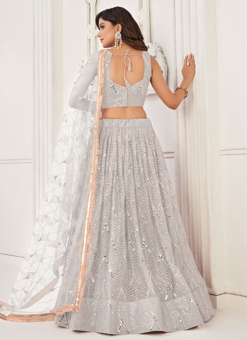 Embroidered Net A - Line Lehenga - L1492
