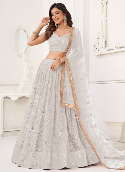 Embroidered Net A - Line Lehenga - L1492