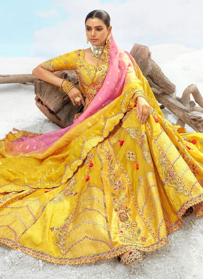 Silk Engagement, Reception, Wedding A - Line Lehenga L3571