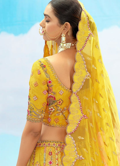 Silk Engagement, Reception, Wedding A - Line Lehenga L3571
