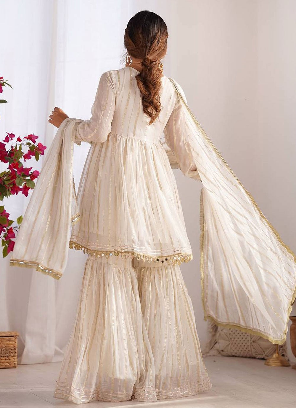 Sharara Suit Lace, Zari Off White T8304