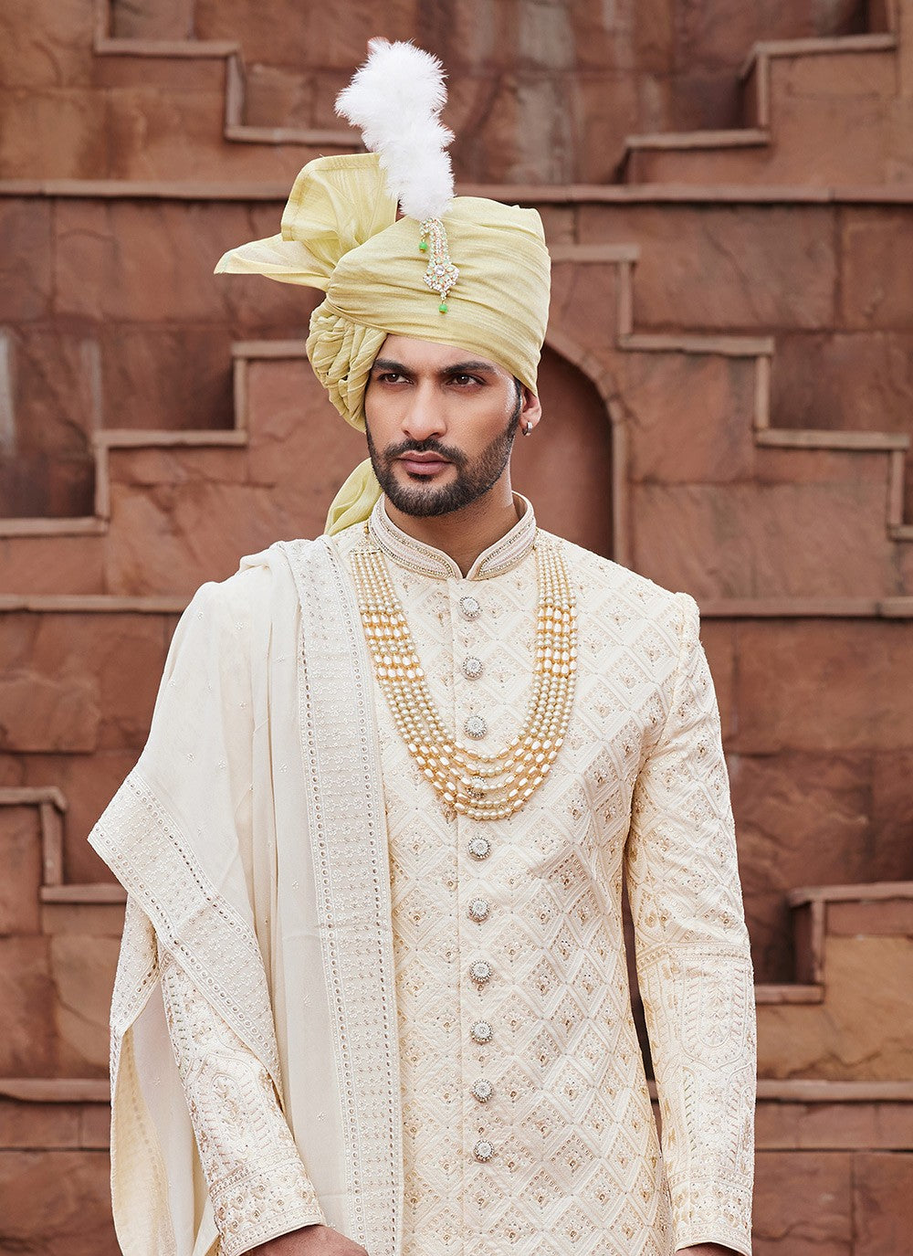 Embroidered Art Silk Gold Sherwani - M6515