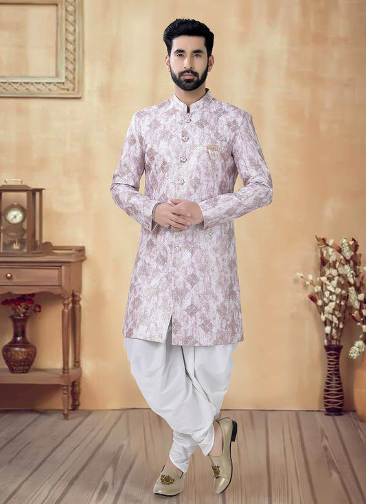 Embroidered Silk Pink Sherwani - M8516