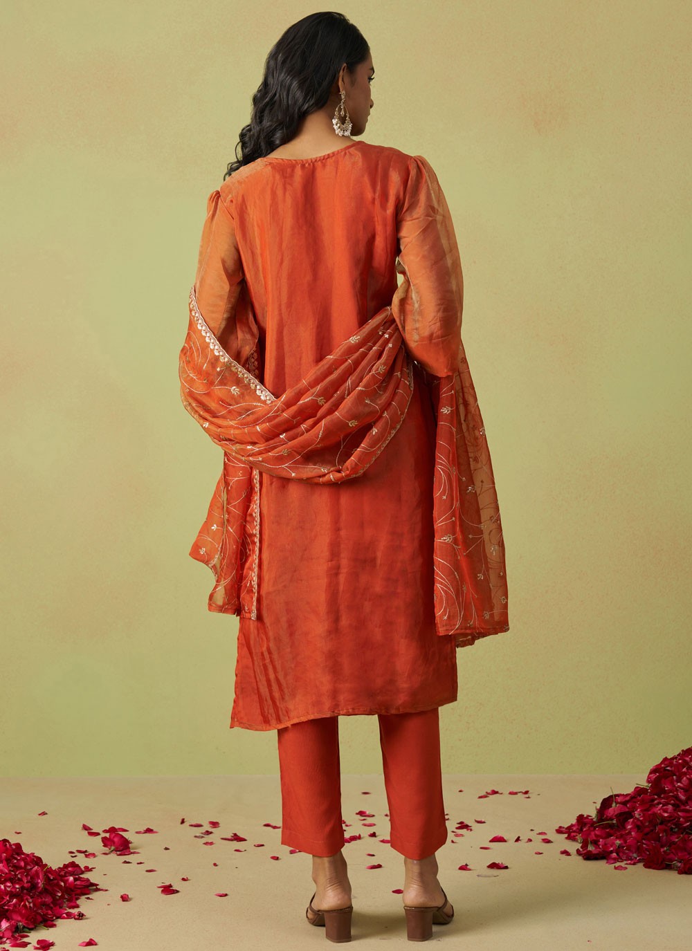 Salwar Suit Embroidered Crimson, Red Organza T5548