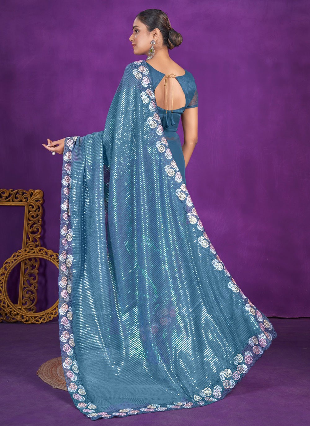 Classic Embroidered Shimmer Saree - S5696