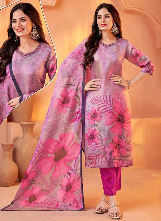 Salwar Suit Embroidered Lavender, Magenta Shimmer T5147