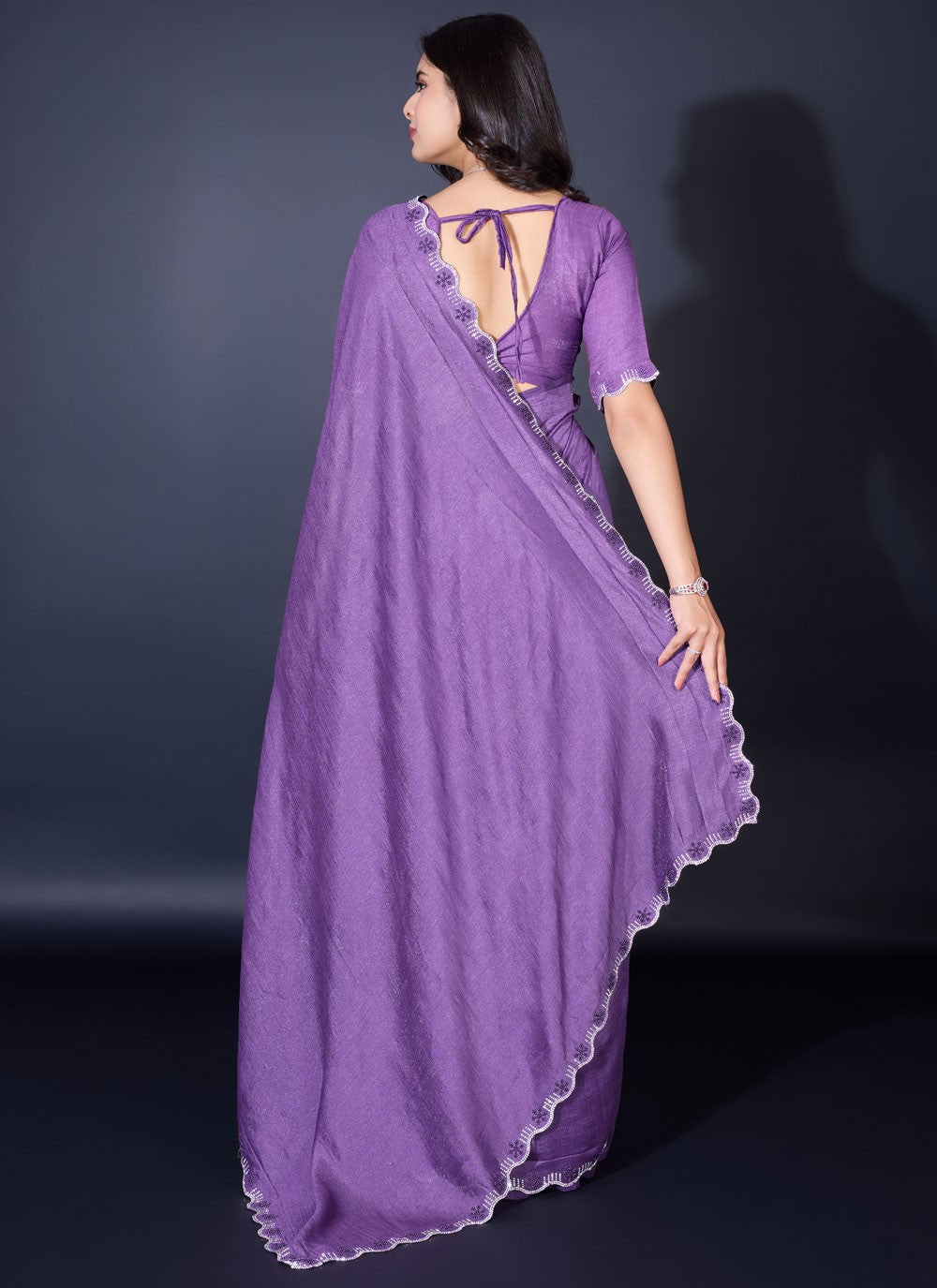 Trendy Fancy Work Shimmer Saree - S8818