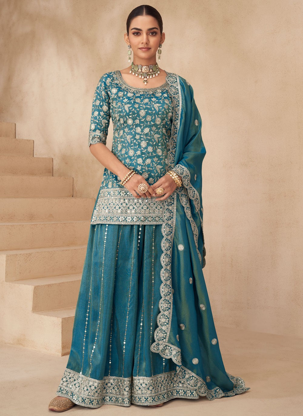 Palazzo Suit Beads, Embroidered Morpeach T8288