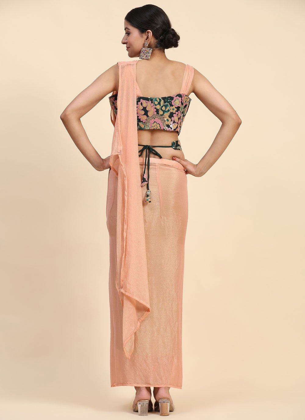 Trendy Embroidered Shimmer Saree - S5571