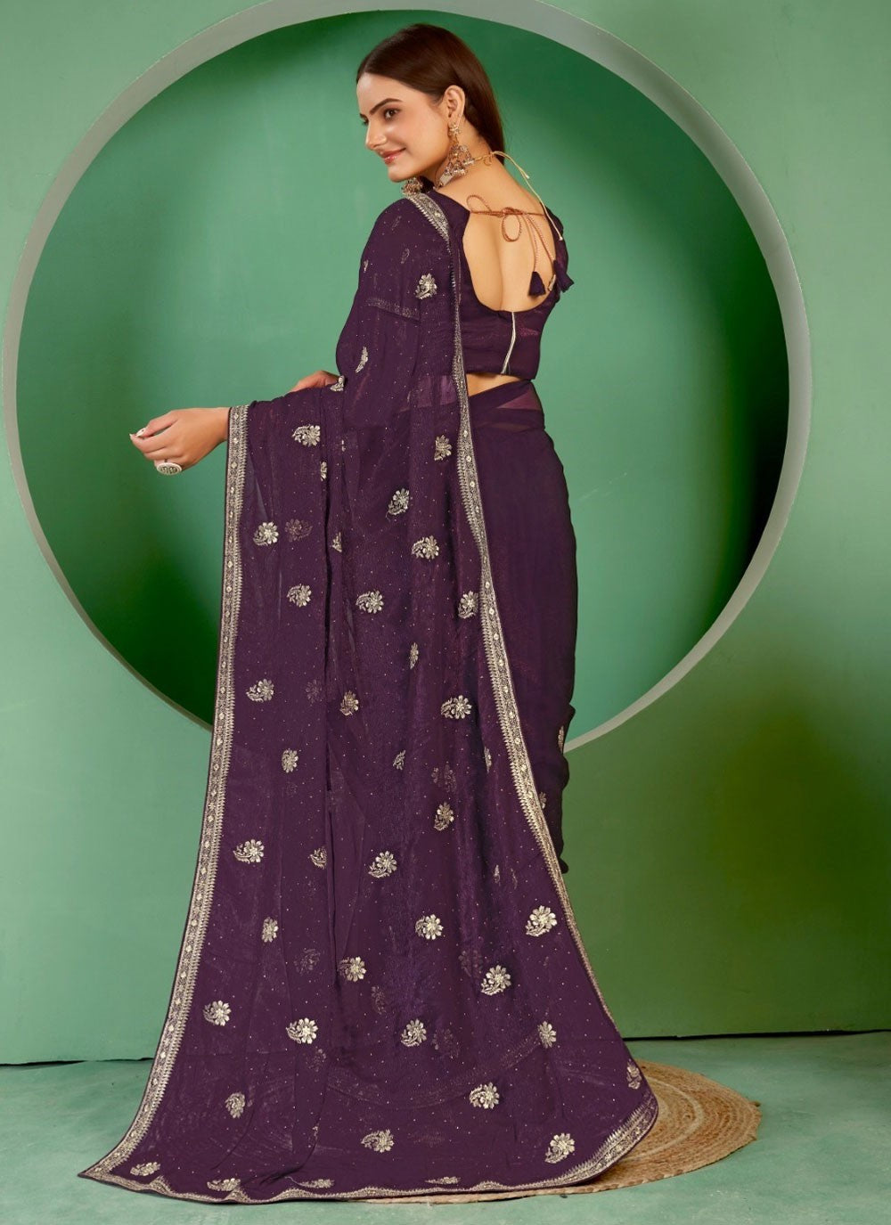 Classic Embroidered Shimmer Saree - S7393