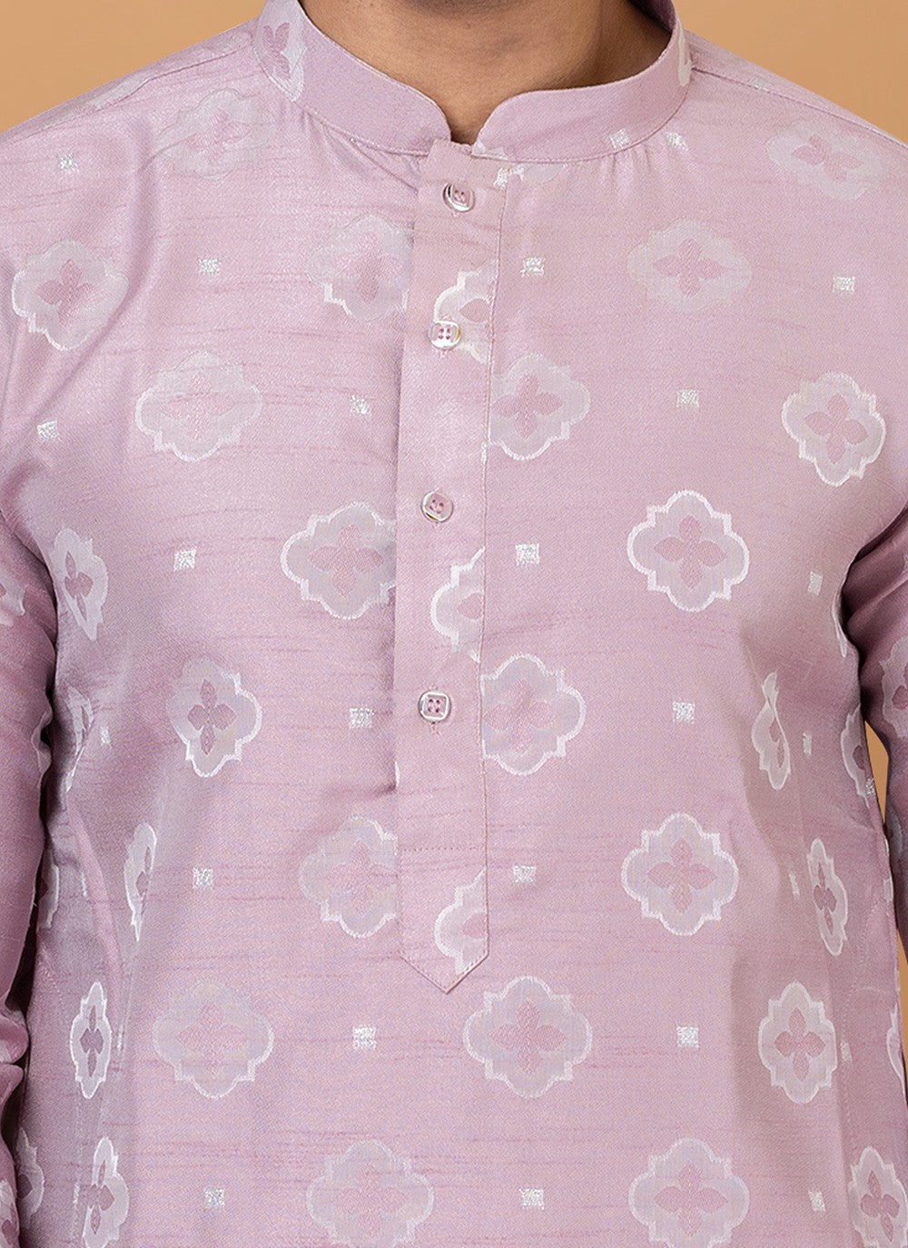 Fancy Work Silk Lavender Short Kurta - M6258