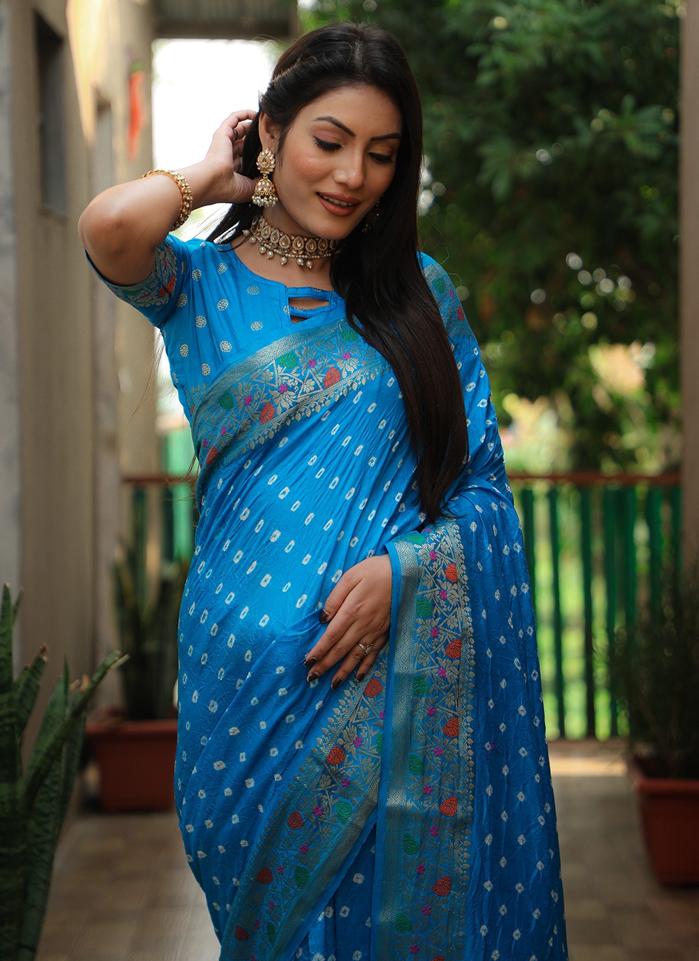 Traditional Bandhej Paithni, Silk Saree - S8842