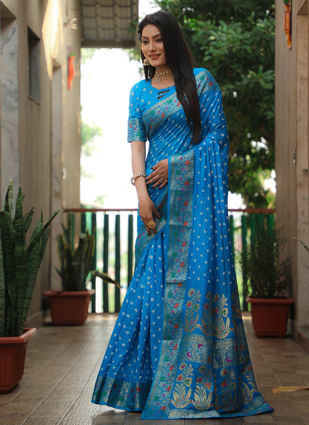 Traditional Bandhej Paithni, Silk Saree - S8842