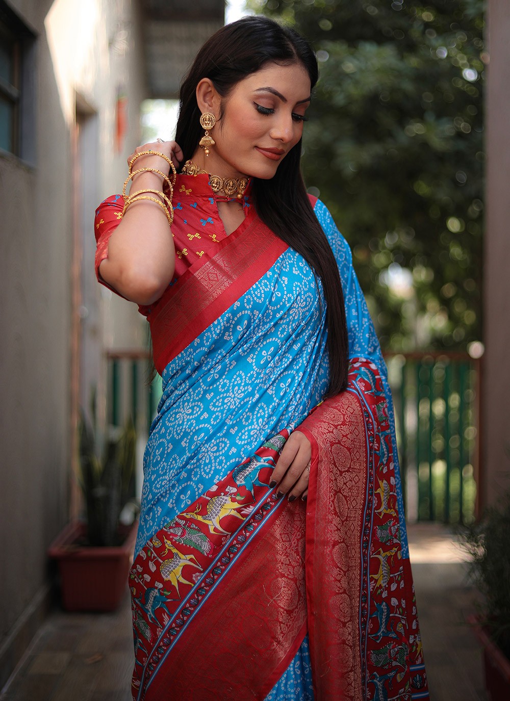 Contemporary Bandhej Silk Saree - S8865