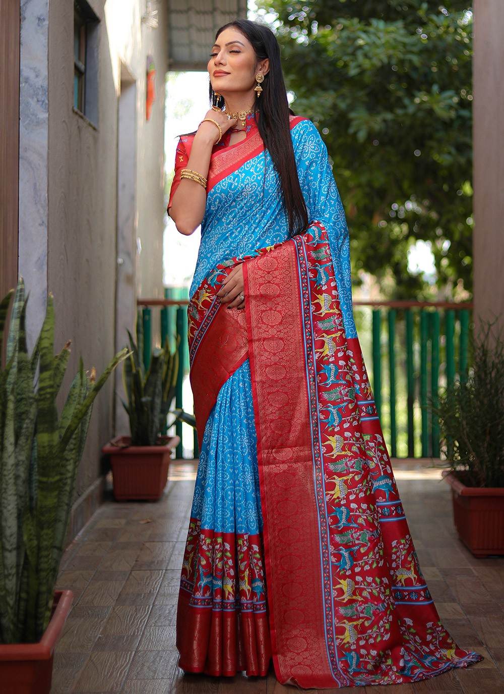 Contemporary Bandhej Silk Saree - S8865