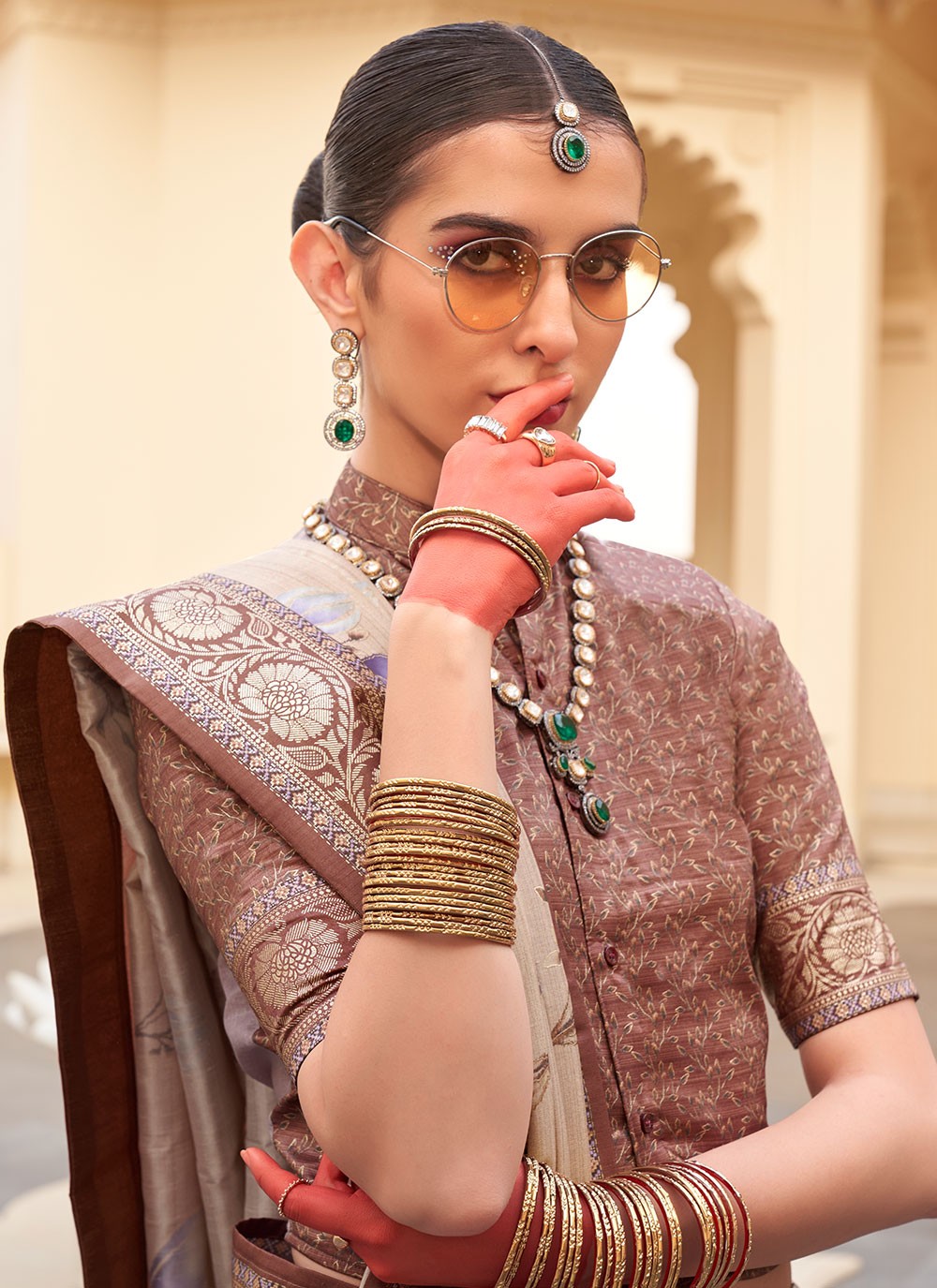 Contemporary Floral Printed Silk Saree - S6277