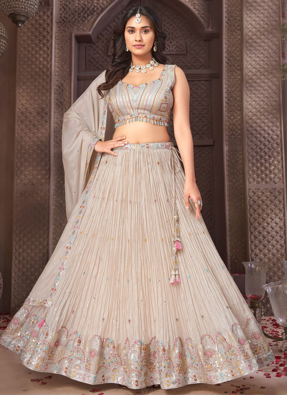 Embroidered Georgette Readymade Lehenga Choli - L2640