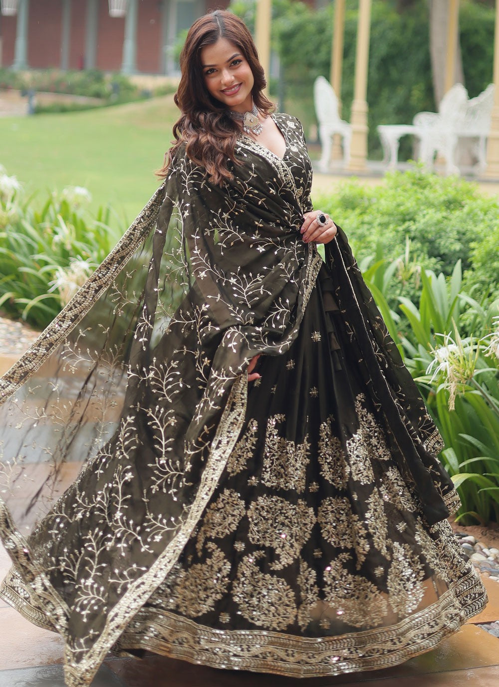 Embroidered Rangoli, Silk A - Line Lehenga - L2777