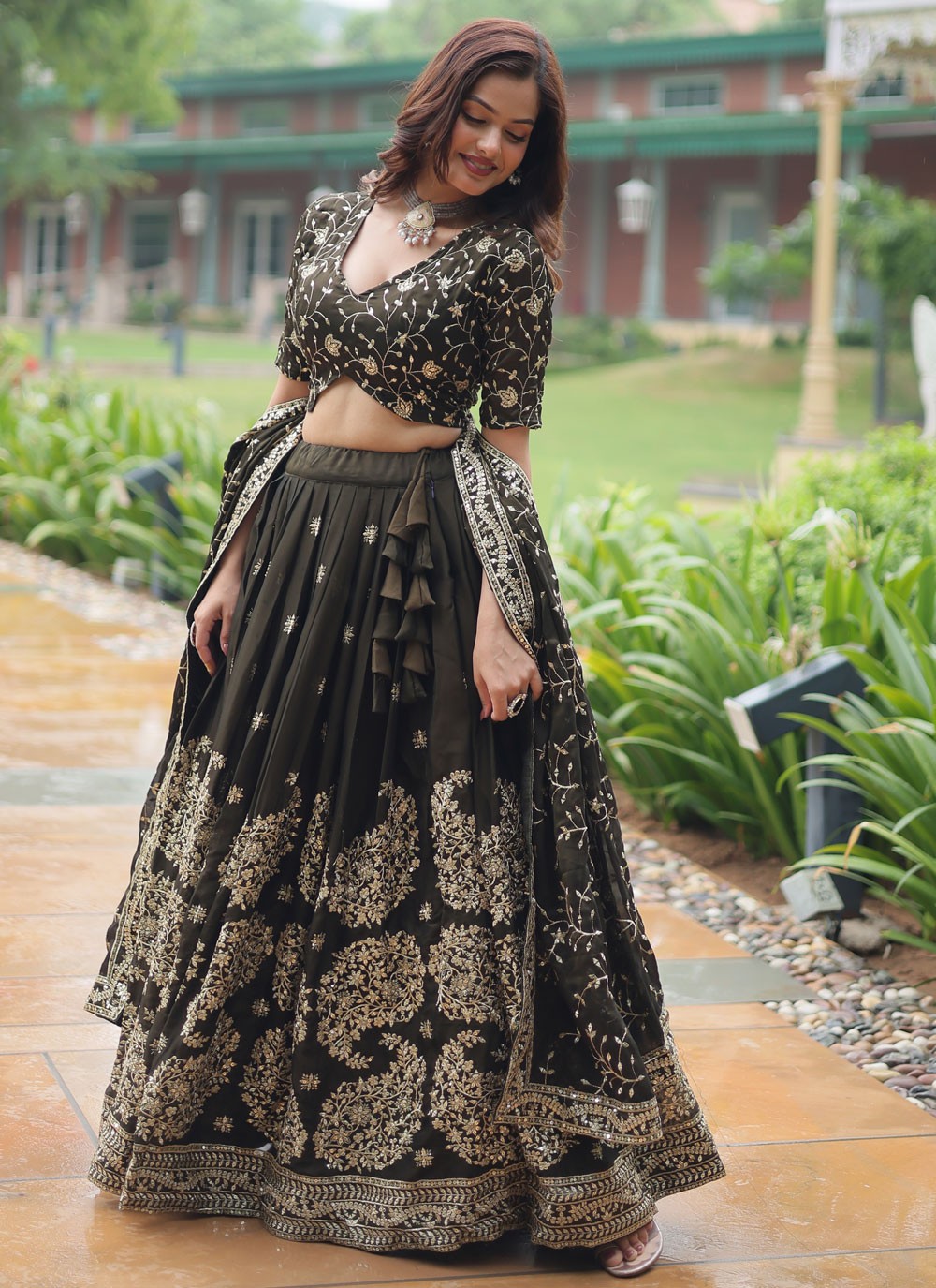 Embroidered Rangoli, Silk A - Line Lehenga - L2777