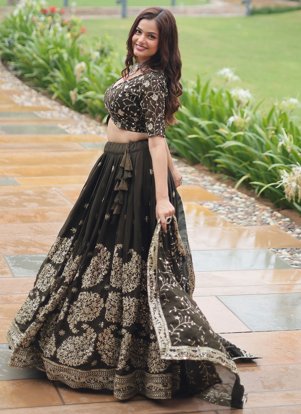 Embroidered Rangoli, Silk A - Line Lehenga - L2777