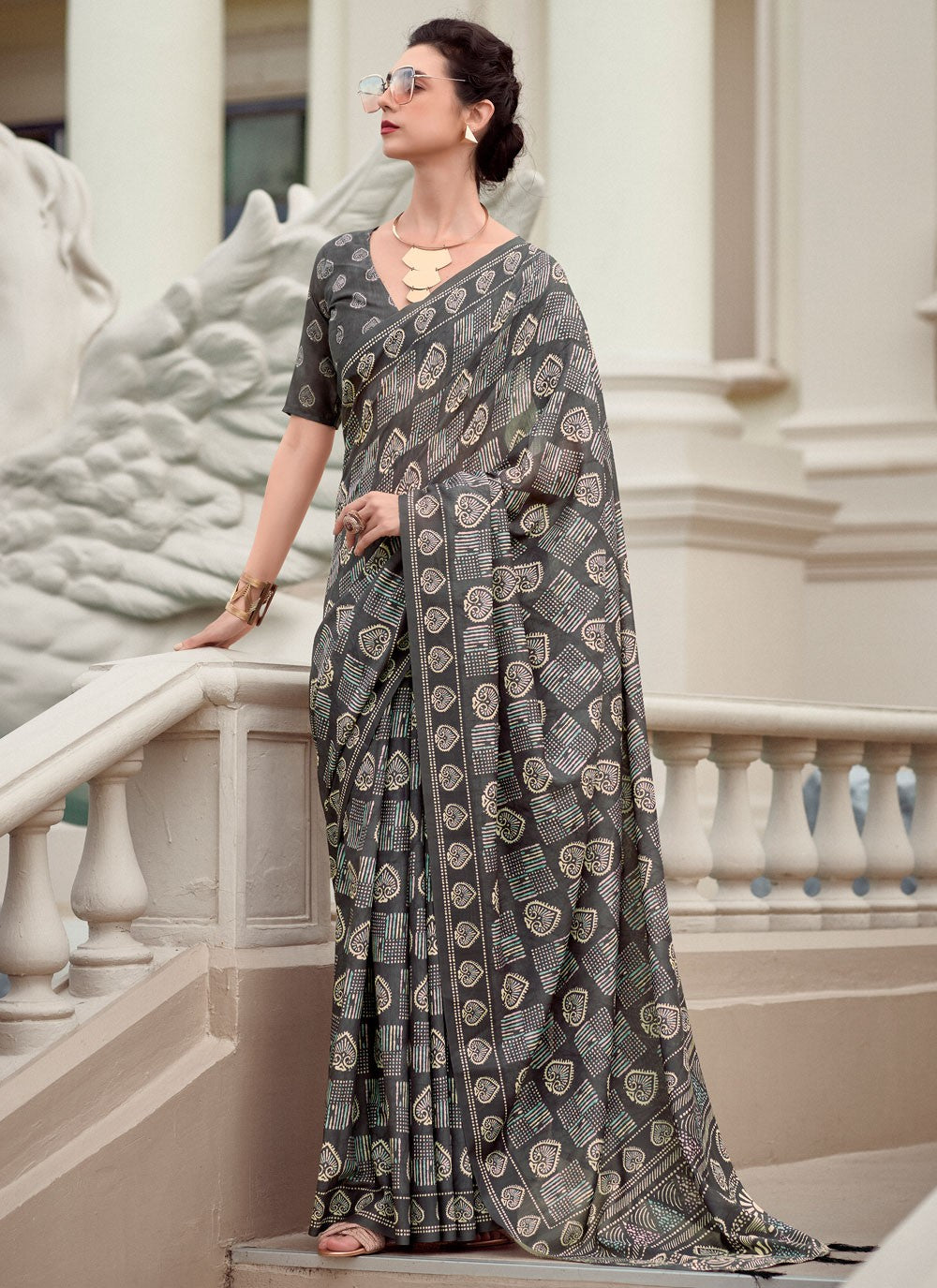 Classic Printed Silk Saree - S8140