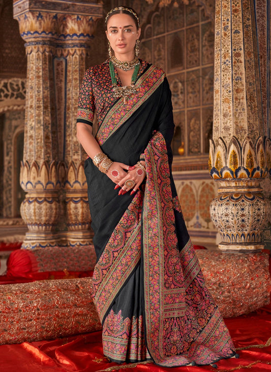 Black Silk Trendy Saree Printed S20301