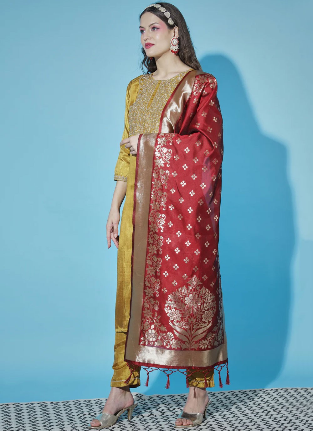 Silk Blend Salwar Suit - T1595